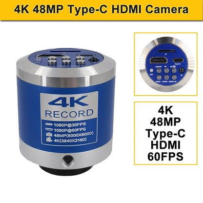 4K 48MP Industrial Microscope Camera 1–150X Zoom