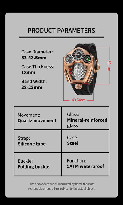 Silvery Luxury Quartz Watch with Compass and Waterproof