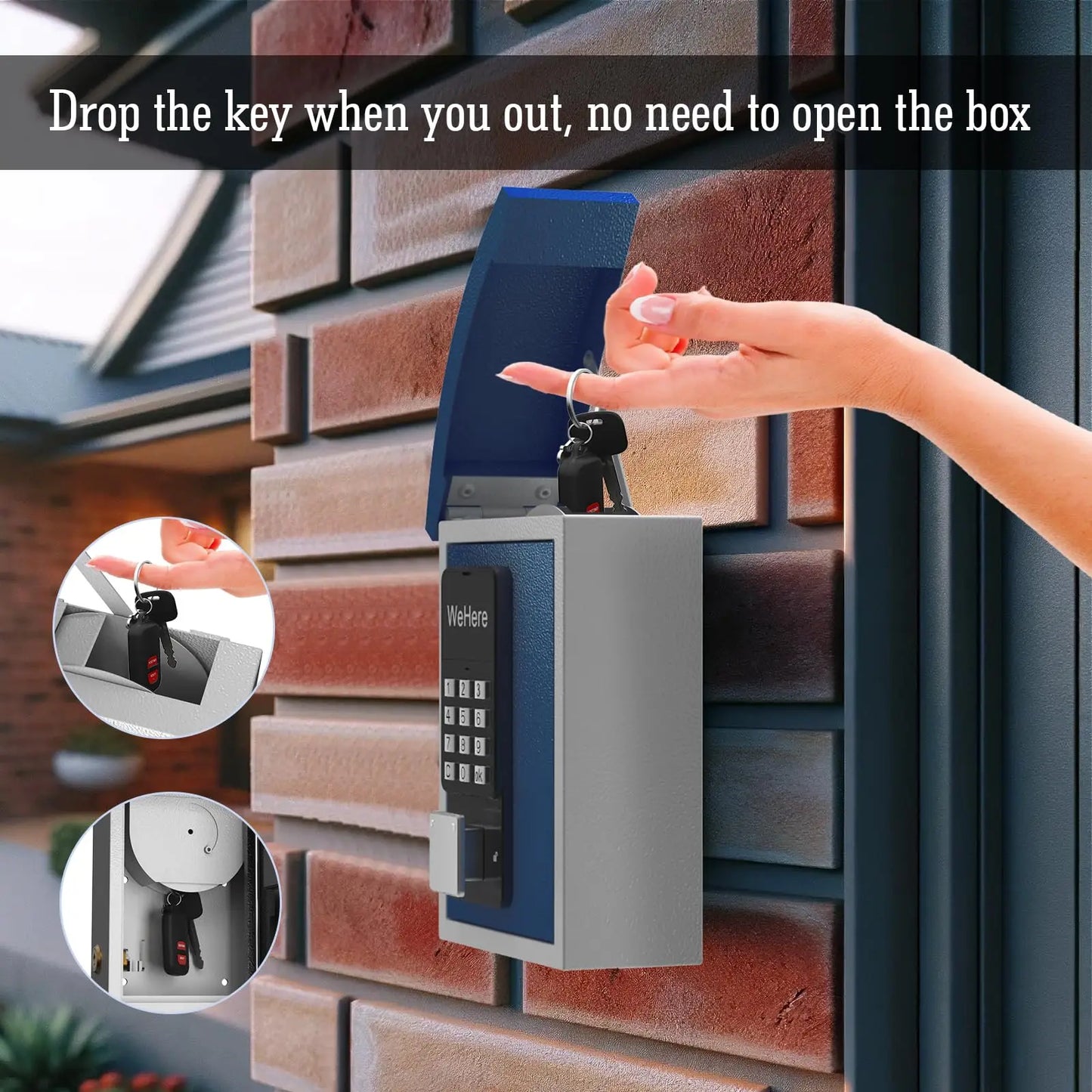 Secure Key Storage Box with Code App and Bluetooth Blue