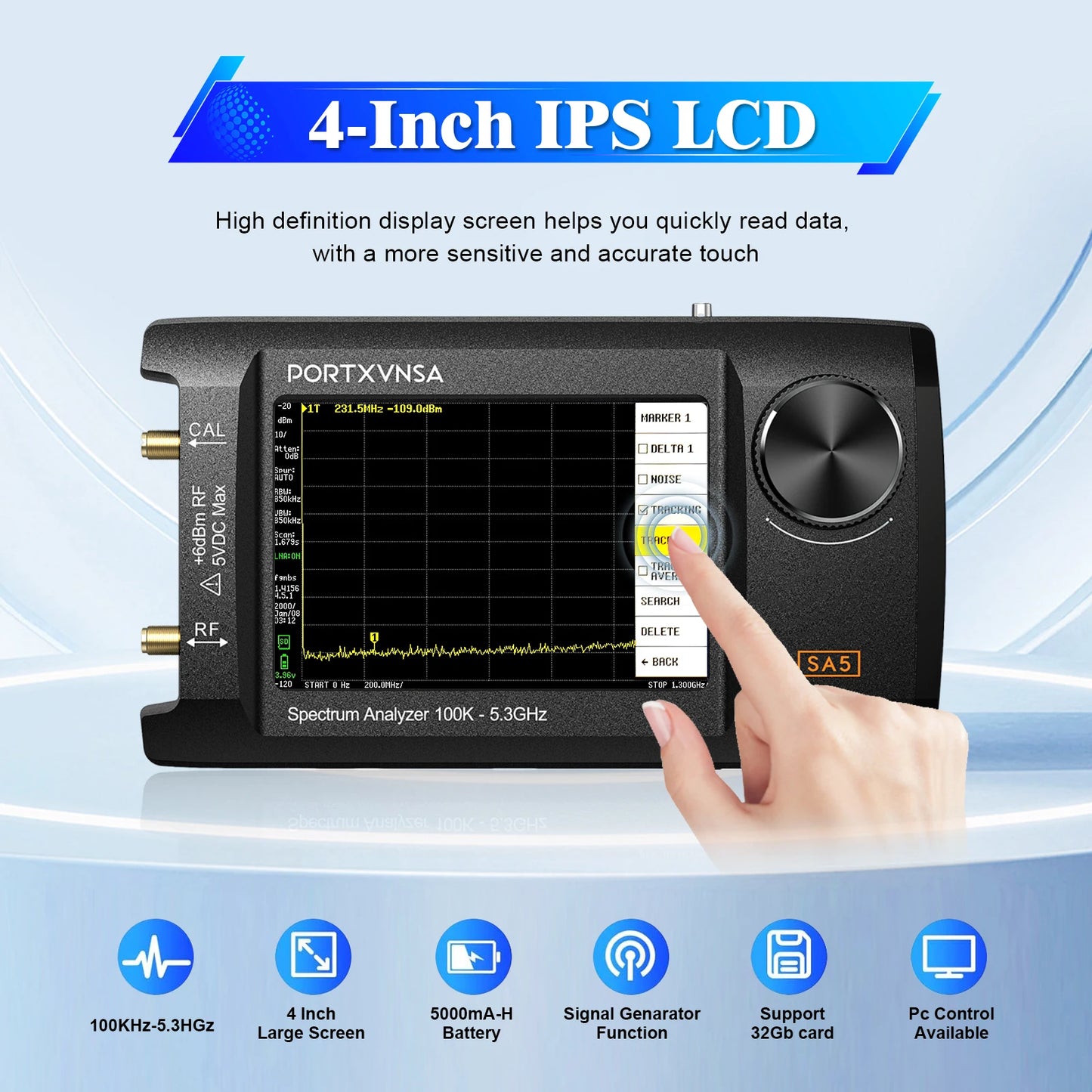 Handheld Spectrum Analyzer 4-Inch IPS 5.3GHz Signal Generator
