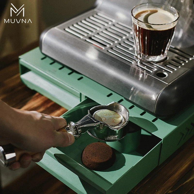 Double-Drawer Espresso Knock Box Coffee Organizer