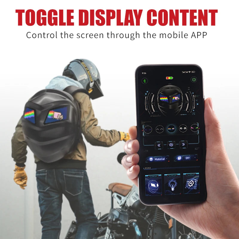LED Hard Shell Travel Backpack with Helmet Storage