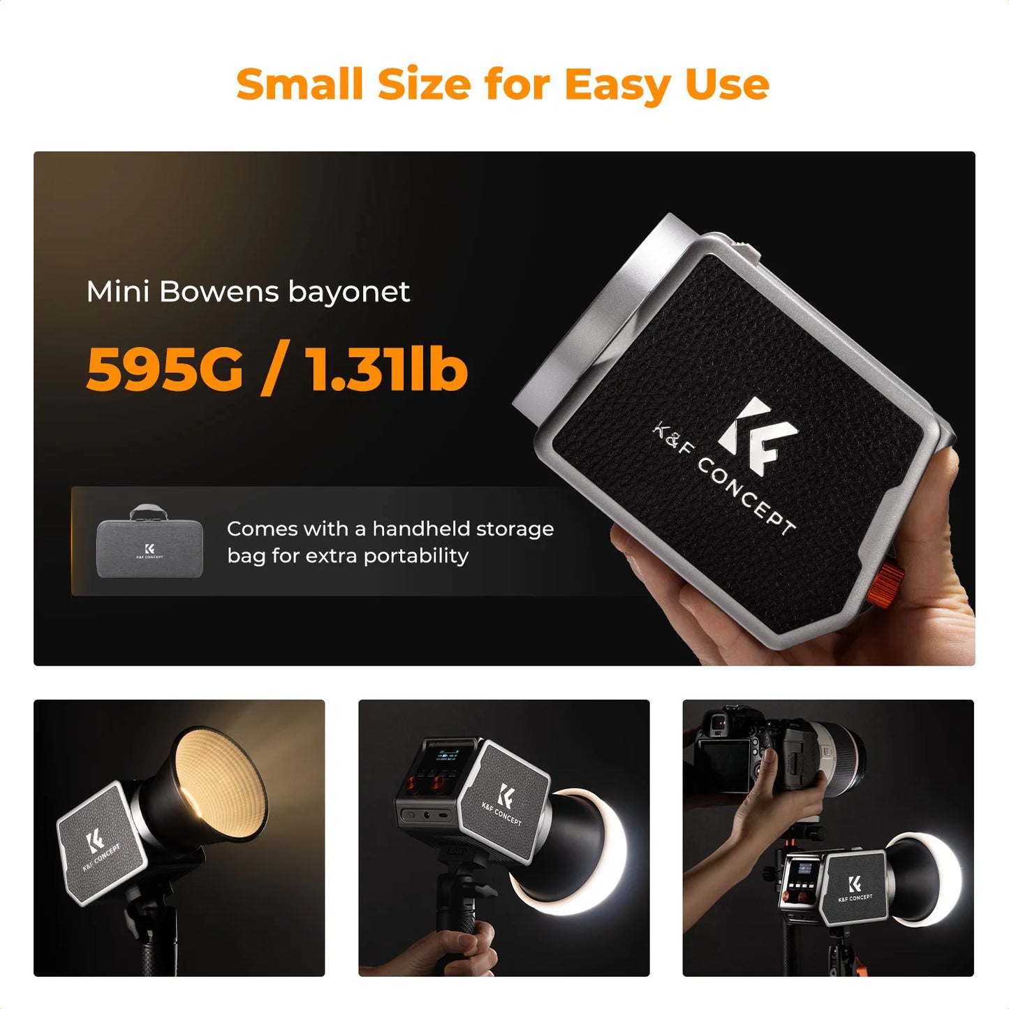 60W Portable COB Photography Light with 4500mAh Battery