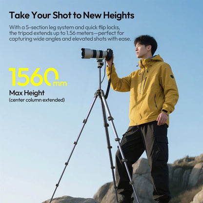 156cm Travel Camera Tripod 10kg Load Quick Release Plate