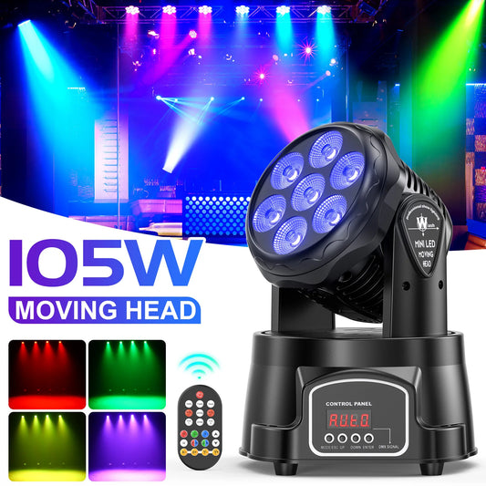2 Pack 105W Moving Head Stage Lights with RGBW LEDs