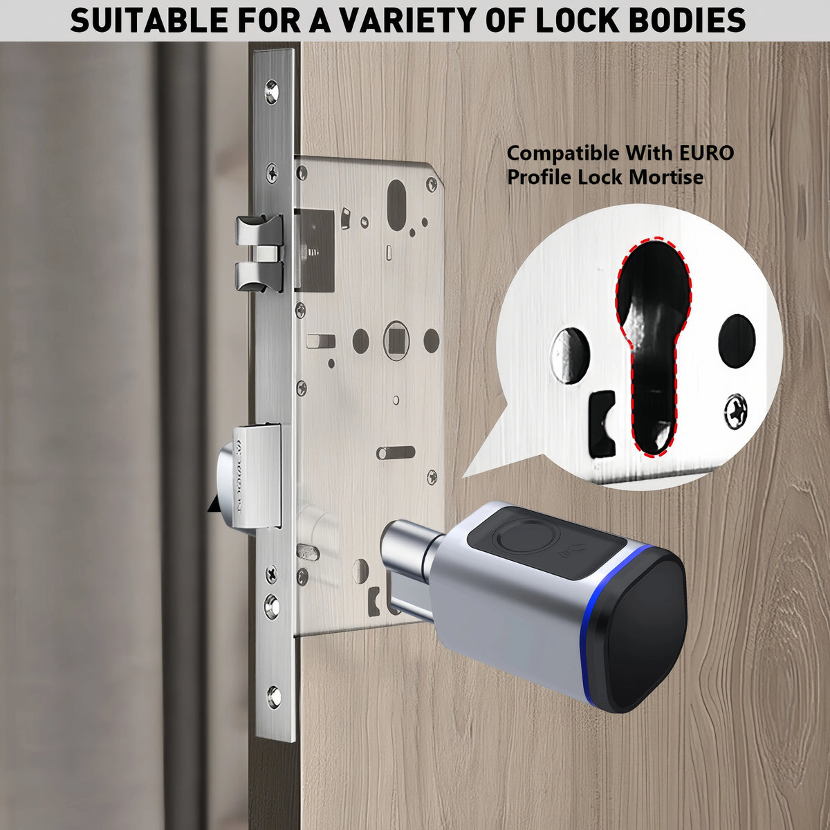 Smart Electronic Door Lock Cylinder with Fingerprint and App Unlock