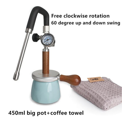 450ml Stainless Steel Milk Frothing Jug with Black Valve