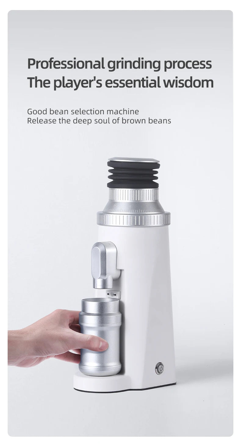 Electric Coffee Grinder 63mm Burr Adjustable Fineness White