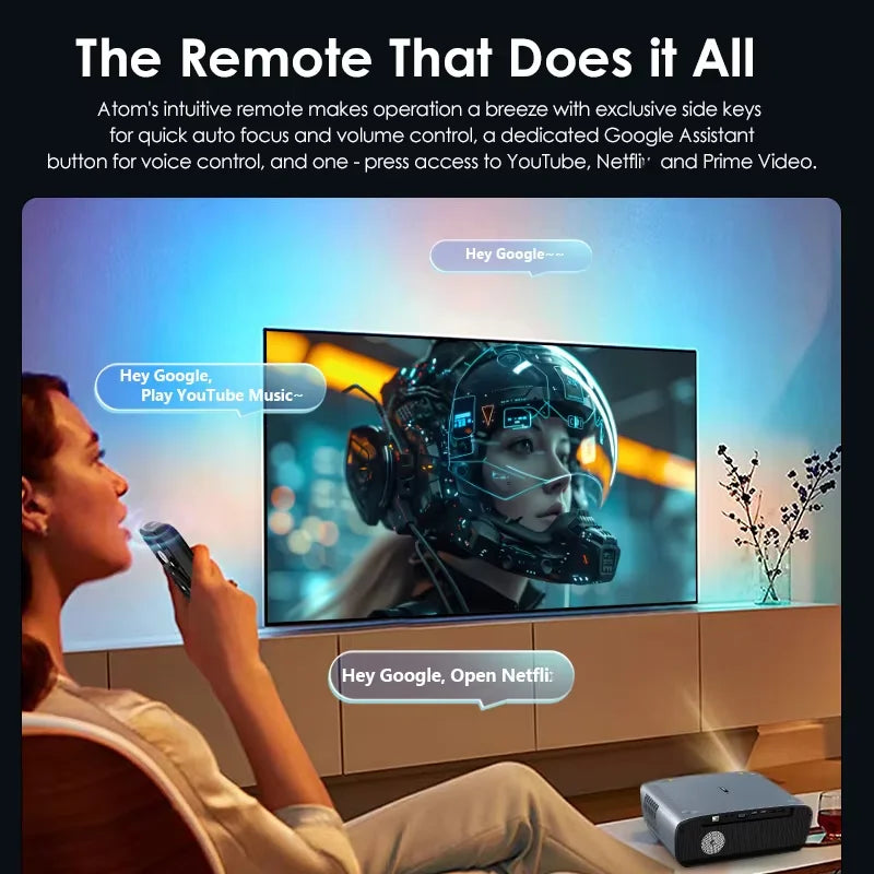 4K Smart Home Theatre Projector with Google TV WiFi 6