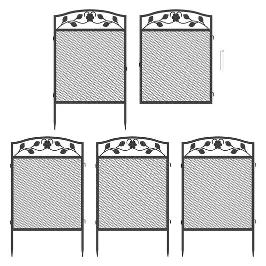 5-Piece Metal Garden Fence Panels Lawn Edging Barrier