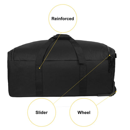 124L Grey Tactical Duffel Bag with Wheels for Travel