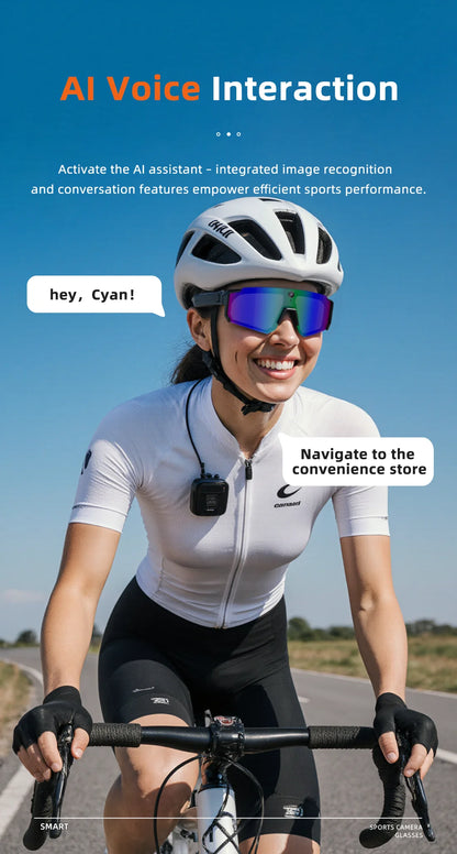 Portable Cycling Recording Sunglasses Anti Shake Silver Green