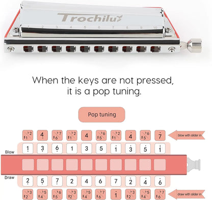 10-Hole Pop Tuning Harmonica Key of C with Case