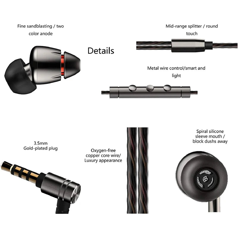 Quad Driver In-Ear Wired Headphones with HiFi Sound
