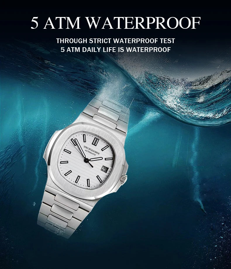 40MM Silver Blue Classic Men’s Mechanical Watch