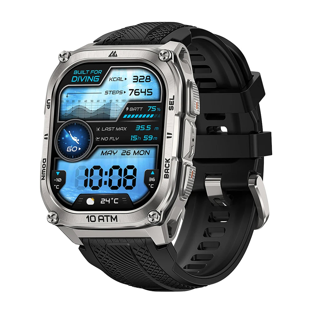 Silver Rugged Smartwatch with Six Sat GPS and Offline Maps