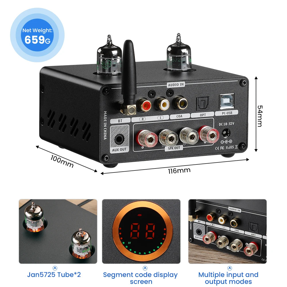 T9 PRO 32V HiFi Bluetooth Tube Amplifier 100W