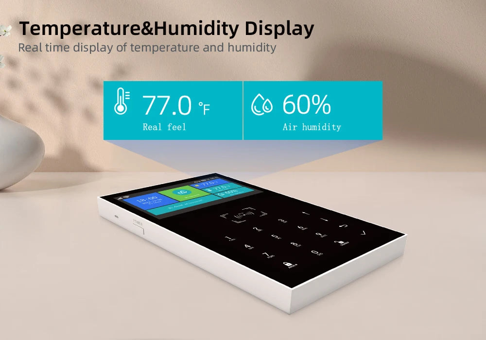 4.3 Inch Smart WiFi GSM Burglar Alarm with Temperature Display