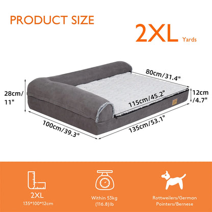 XXL Orthopedic Dog Sofa Bed with Headrest