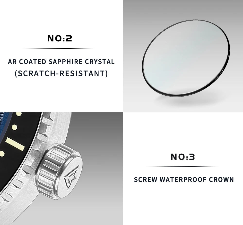 Luxury Automatic Watch Ceramic Bezel Waterproof Blue