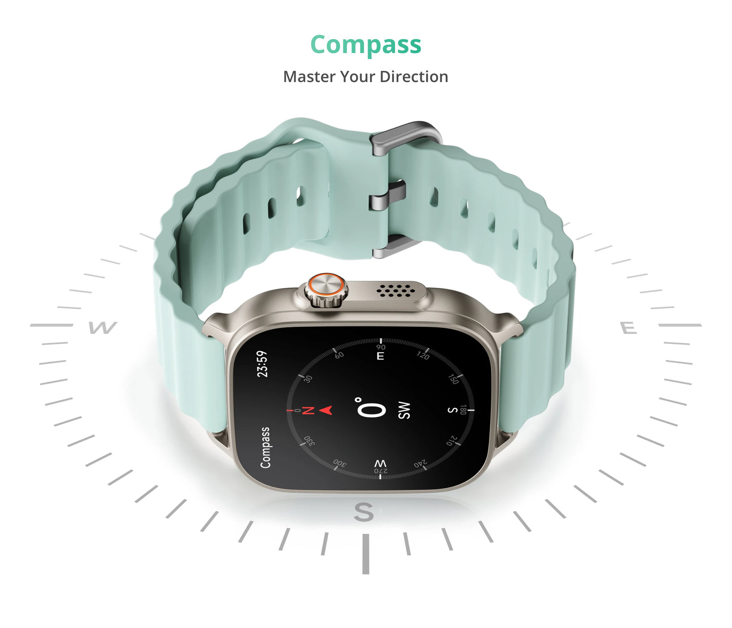 AMOLED GPS Smart Watch Silver-Green 14-Day Battery