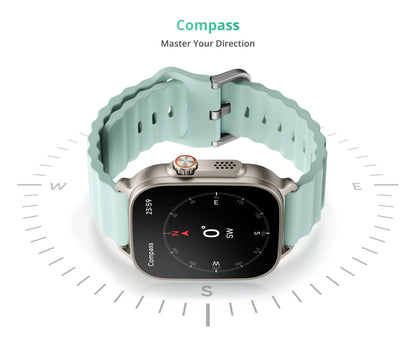 AMOLED GPS Smart Watch Silver-Green 14-Day Battery