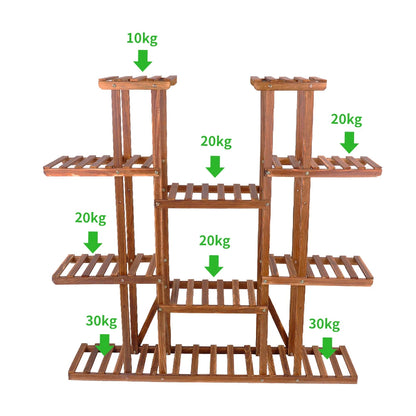 Portable Wooden Plant Shelf with Multiple Tiers and Height