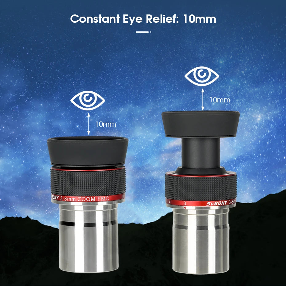 Adjustable Zoom Eyepiece and Lunar Filter for Telescopes