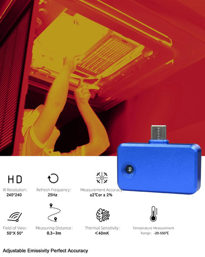USB-C Thermal Camera 320x240 Infrared Imager Macro Lens