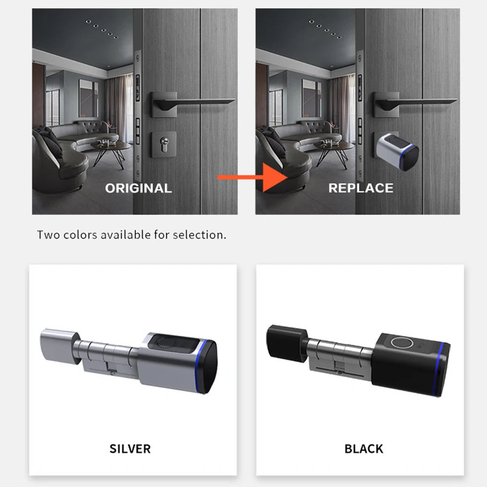 Smart Electronic Door Lock Cylinder with Fingerprint and App Unlock