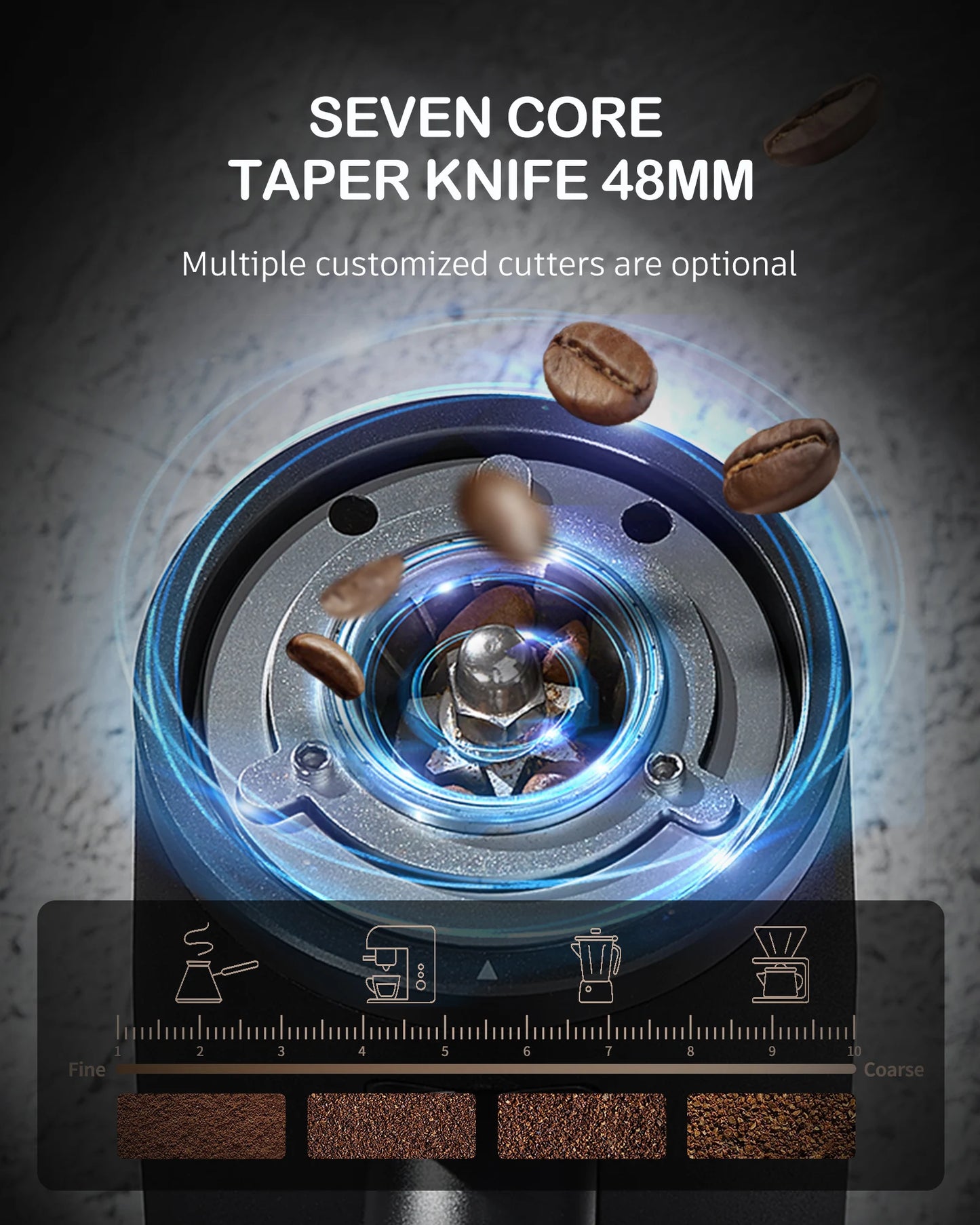 Titanium Burr Coffee Grinder 48mm Black Plasma