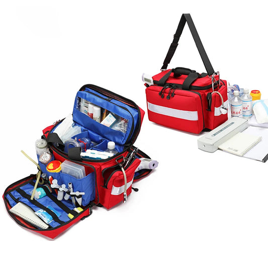 Large Red Waterproof First Aid Backpack with Reflective Strips