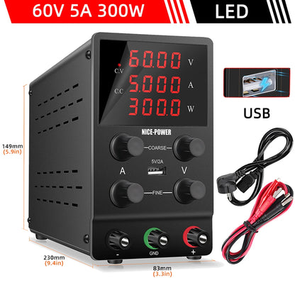 Portable Lab Bench Power Supply 60V 5A Digital Screen