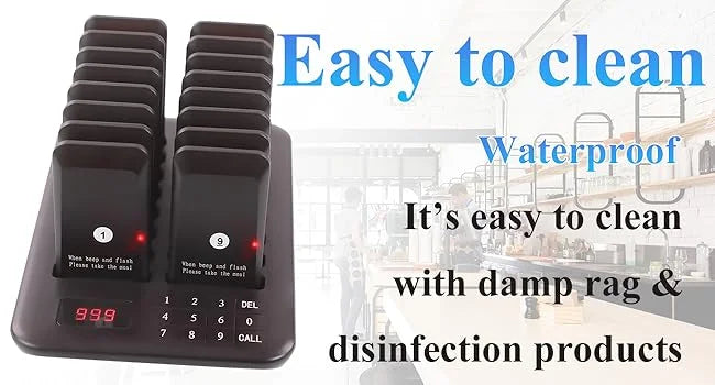 Wireless Restaurant Pager System 16 Beepers Queue Calling