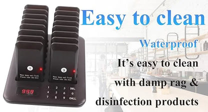 Wireless Restaurant Pager System 16 Beepers Queue Calling