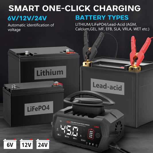 Portable Car and Motorcycle Battery Charger with Repair Function