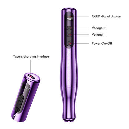 Wireless Rotary Tattoo Machine Pen 2400mAh Fast Charge Rose Gold