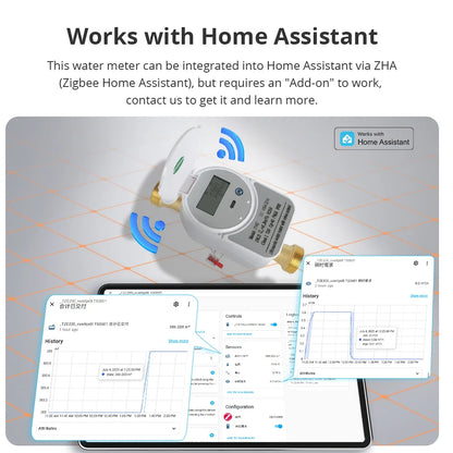 Smart Zigbee Ultrasonic Water Meter DN20 with LCD Display