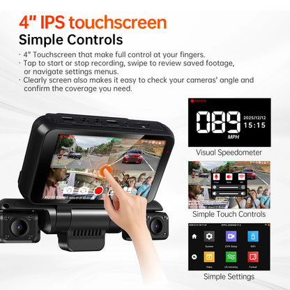 4K Four Channel Dash Cam with WiFi GPS Touchscreen