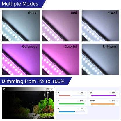 Full Spectrum RGB+UV Aquarium LED Light with App Control