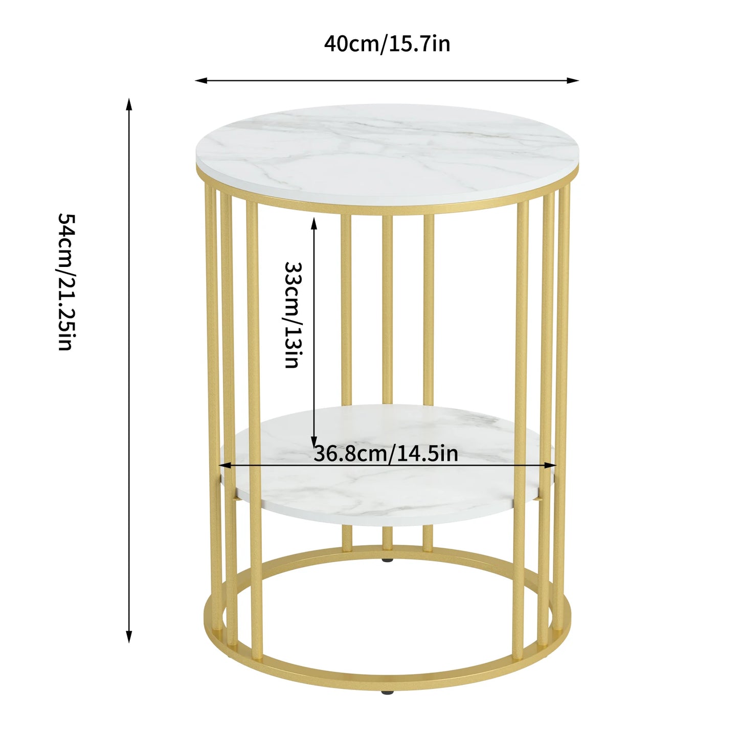 Round Marble Coffee Table White Metal Frame