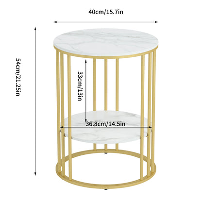 Round Marble Coffee Table White Metal Frame