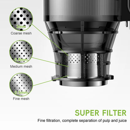 Cold Press Juicer with 130mm Wide Feed Chute