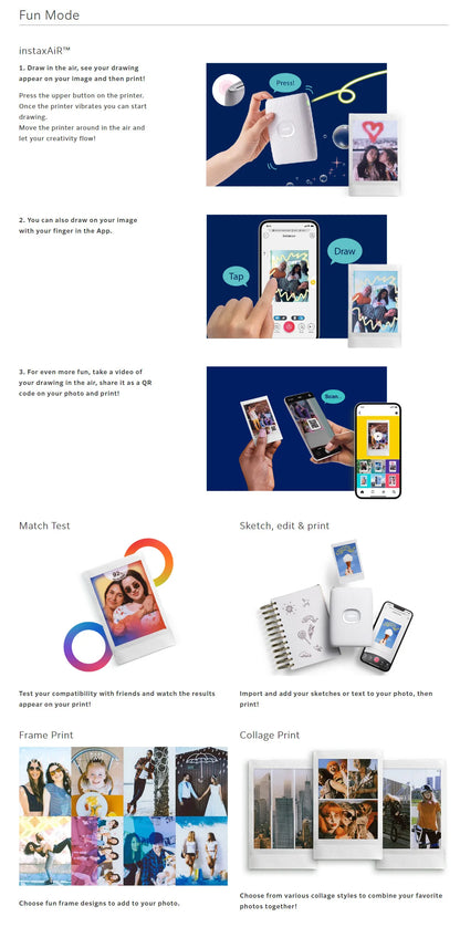 White Portable Smartphone Photo Printer with Bluetooth