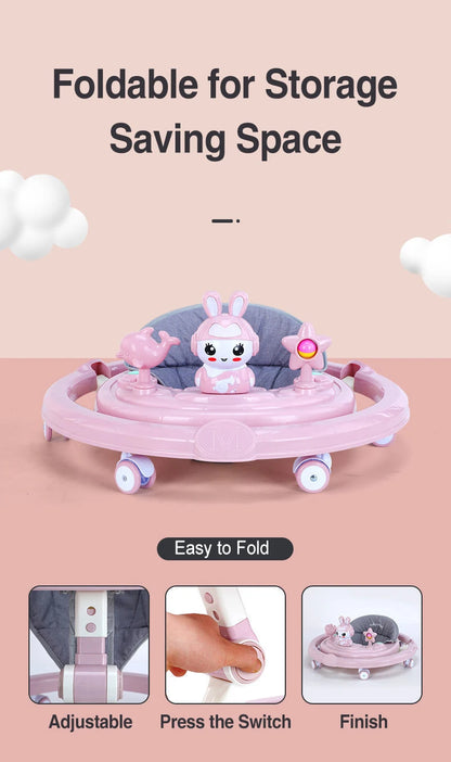 6 Speed Height Adjustable Baby Walker Pink