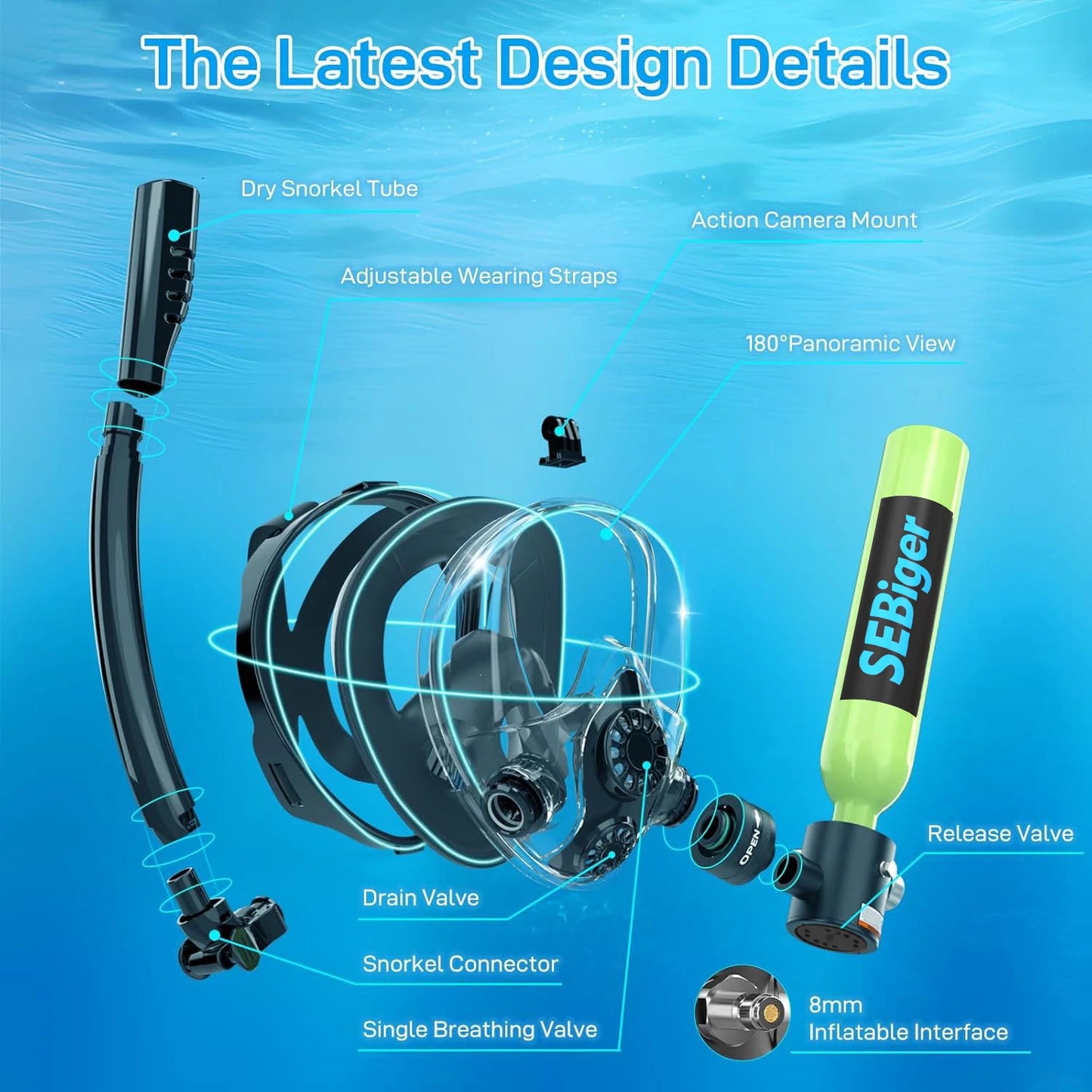 Black Beginner Diving Set, Reusable & Portable