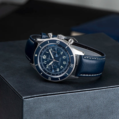 Mechanical Pilot Wristwatch with Luminous Blue Dial