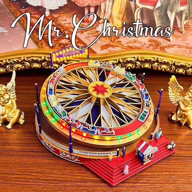 Rotating Roller Coaster Music Box with Amusement Park Design