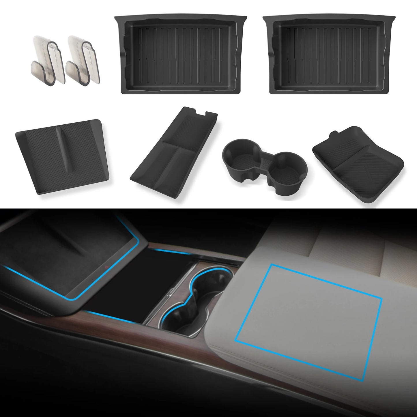 Model X Under Seat Storage Organizer 8-Piece Kit