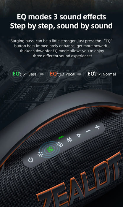 Waterproof Bluetooth Speaker 60W with IPX6 Black